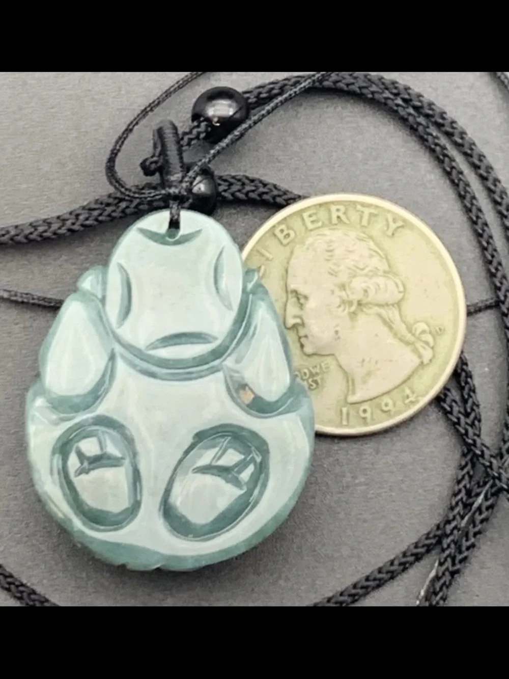 Certificate Jadeite jade green Peace Dragon Turtle Pendant